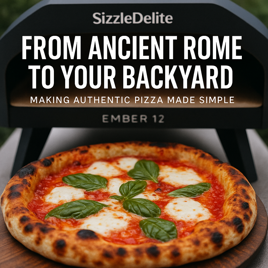 Crispy Neapolitan pizza baked in SizzleDelite Ember 12 wood fired oven, authentic Italian cuisine blog thumbnail